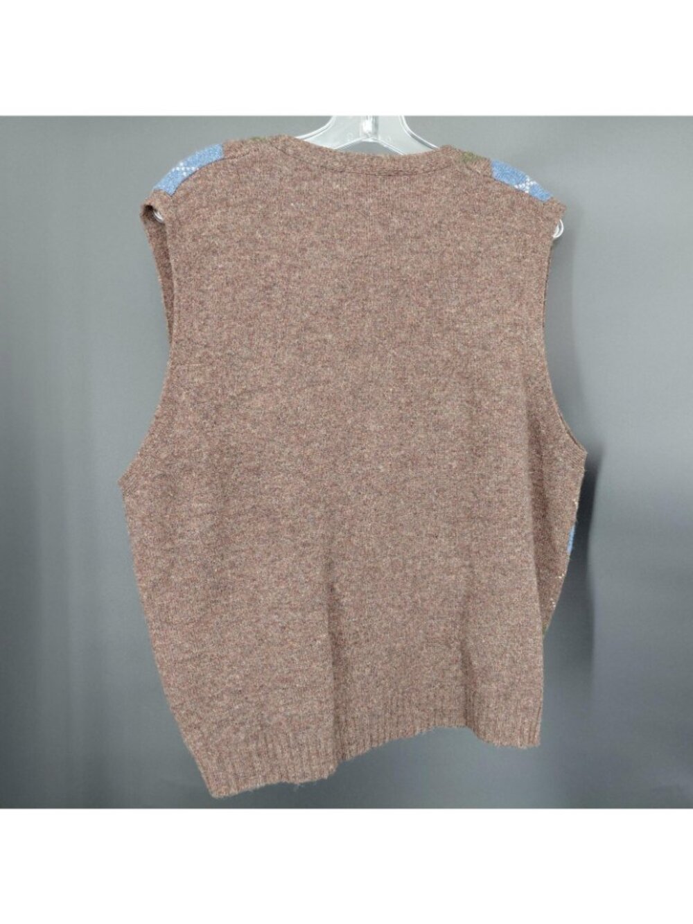Vint Lands' End Sweater Vest Womens Large Brown Argyle Lambswool Preppy Academia - Picture 10 of 13